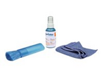 Manhattan LCD Cleaning Kit (mini), Alcohol-free, Includes Cleaning Solution (60ml), Brush and Microfibre Cloth, Ideal for use on monitors/laptops/keyboards/etc, Three Year Warranty, Blister