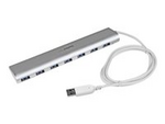 Kompakt USB 3.0-hubb med 7 portar och inbyggd kabel