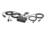 2-Port Hybrid USB-C HDMI Cable KVM Switch, 4K 60Hz, Compact KVM with 6ft/1.8m USB-A/HDMI/Audio & 4ft/1.2m USB-C Integrated Host Cables, Bus Powered
