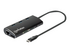 Manhattan USB-C Dock/Hub with Card Reader, Ports (x6): Ethernet, HDMI, USB-A (x3) and USB-C, With Power Delivery (100W) to USB-C Port (Note additional USB-C wall charger and USB-C cable needed), Aluminium, Black, 3 Year Warranty