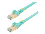 7.5m CAT6A Ethernet Cable, 10 Gigabit Shielded Snagless RJ45 100W PoE Patch Cord, CAT 6A 10GbE STP Network Cable w/Strain Relief, Aqua, Fluke Tested/UL Certified Wiring/TIA