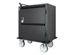 Manhattan Charging Cabinet/Cart via USB-C x32 Devices, Trolley, Power Delivery 18W per port (576W total), Suitable for iPads/other tablets/phones/smaller chromebooks, Bays 330x22x235mm, Device charging cables not included, Lockable (PIN code), EU & UK power cords
