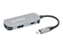 Manhattan USB-C Dock/Hub, Ports (x3):  HDMI, USB-A and USB-C, With Power Delivery (100W) to USB-C Port (Note add USB-C wall charger and USB-C cable needed), All Ports can be used at the same time, Aluminium, Space Grey, Three Year Warranty, Retail Box