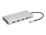 Manhattan USB-C Dock/Hub with Card Reader and MST, Ports (x10): Ethernet, 4K HDMI (X3), USB-A (x3) and USB-C (x2), With Power Delivery (100W) to 1x USB-C Port (USB-C wall charger/ cable needed)