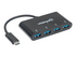 Manhattan USB-C Dock/Hub, Ports (x4): USB-A (x4), 5 Gbps (USB 3.2 Gen1 aka USB 3.0), External Power Supply Not Needed, Cable 20cm, SuperSpeed USB, Black, Three Year Warranty, Blister