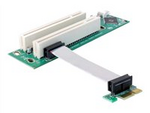 Riser card PCI Express x1 > 2x PCI 32Bit 5 V with flexible cable 9 cm left insertion