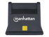 Manhattan USB-A Smart/SIM Card Reader, 480 Mbps (USB 2.0), Desktop Standing, Friction Type compatible, Hi-Speed USB, Cable 86cm, Black, Three Year Warranty, Blister