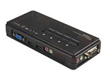 4 Port Black USB KVM Switch Kit with Cables and Audio