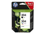 304 - 2-pack - svartfärgad, färg (cyan, magenta, gul)