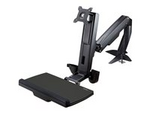 Sit Stand Monitor Arm, Desk Mount Adjustable Sit-Stand Workstation Arm for Single 34" VESA Mount Display, Ergonomic Articulating Standing Desk Converter with Keyboard Tray