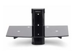 Floating Wall-Mounted AV Shelf, Adjustable Height Shelf For Under TV, Organize A/V Equipment On Black Tempered Glass Shelf