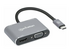 Manhattan USB-C Dock/Hub, Ports (x4):  HDMI, USB-A, USB-C and VGA, With Power Delivery (87W) to USB-C Port (Note add USB-C wall charger and USB-C cable needed), All Ports can be used at the same time, Aluminium, Space Grey, Three Year Warranty, Retail Box