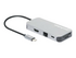 Manhattan USB-C Dock/Hub with Card Reader, Ports (x6): Ethernet, HDMI, USB-A (x3) and USB-C, With Power Delivery (10W) to USB-C Port (Note additional USB-C wall charger and USB-C cable needed), Cable 15cm, Aluminium, Silver, Three Year Warranty, Retail Box