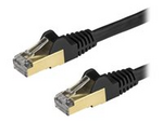 StarTech.com 7.5m CAT6A Ethernet Cable, 10 Gigabit Shielded Snagless RJ45 100W PoE Patch Cord, CAT 6A 10GbE STP Network Cable w/Strain Relief, Black, UL Certified Wiring/TIA