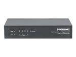 Intellinet PoE-Powered 5-Port Gigabit Switch with PoE Passthrough, 4 x PSE PoE ports, 1 x PD PoE port, IEEE 802.3at/af Power-over-Ethernet (PoE+/PoE), IEEE 802.3az Energy Efficient Ethernet, Desktop
