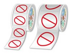 Vinyl - 50 mm diameter 500 etikett (er) (1 rulle/rullar x 500 pre-cutted prohibition labels