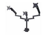 Triple Monitor Desk Mount For Up To Three 27in Screens, VESA 75x75/100x100, Tool-Less Arm Adjustments, C-Clamp/Grommet Mount, Spring-Assisted Arms