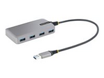 4-Port USB Hub, USB 3.0 5Gbps, Bus Powered, USB-A to 4x USB-A Hub with Optional Auxiliary Power Input, Portable Desktop/Laptop USB Hub with 1ft (30cm) Attached Cable