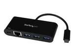 3-ports USB-C-hubb med Gigabit Ethernet och 60 W strömförsörjning Pass-through laddning av bärbar dator