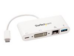 USB C Multiport Adapter, USB-C to DVI-D (Digital) Video Adapter with 60W Power Delivery Passthrough Charging, GbE, USB-A, Portable USB Type-C/Thunderbolt 3 Mini Laptop Dock