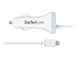 StarTech.com Lightning Car Charger with 1m Coiled Lightning Cable, 12W, White, 2 Port USB Car Charger Adapter for Phones and Tablets, In Car Apple iPhone/iPad Charger w/ Built-in Cord