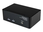KVM-switch för dubbla DVI-bildskärmar med audio, 2 portar & USB 2.0-hubb