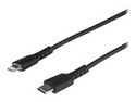 StarTech.com 1m tålig, svart USB-C till Blixtkabel - Hård, tålig aramifiber USB typ A till Blixtladdare/synkron strömsladd - Apple MFi-certifierad iPad/iPhone 12