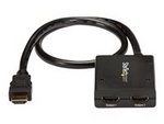 4K HDMI video-splitter med 2 portar – 1x2 HDMI-splitter – Strömförses via USB eller strömadapter – 4K 30 Hz