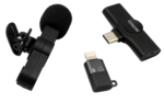 Trådlös mikrofon för vlogging, USB-C/Lightning-adapter, svart