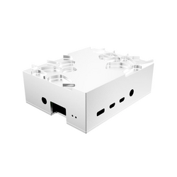 Silver case with striking gem-like design on top. Included thermal kit cools Raspberry Pi 4. Ideal centerpiece for an array of applications: smart home, media player, retro gaming, DAC and more
