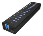 Active 13-port USB 3.0 hub, aluminium, black