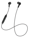 In-ear BT headphones with microphone and control buttons, bl