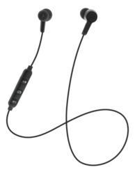 In-ear BT headphones with microphone and control buttons, bl