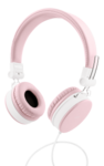 Hörlurar med mikrofon, hopfällbar, 3,5 mm anslutning, fjärrkontroll, 1,5 m kabel, rosa