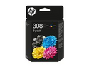 HP 308 - 2-pack - svart, gul, cyan, magenta