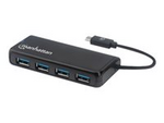 Manhattan USB-C Dock/Hub, Ports (4): USB-A (x4), 5 Gbps (USB 3.2 Gen1 aka USB 3.0), External Power Supply Not Needed, SuperSpeed USB, Black, Three Year Warranty, Retail Box