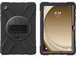 Galaxy Tab A9+ Rugged Case Grip skal (svart) Optimalt skydd, 360° stativfunktion, storleksjusterbar handrem