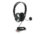 Manhattan Stereo Over-Ear Headset (3.5mm) (Clearance Pricing), Microphone Boom (padded), Adjustable Steel Headband, In-Line Volume Control, Ear Cushions, Std 2x 3.5mm stereo jack/plug for audio/mic use, cable 2.5m, 3 Year Warranty