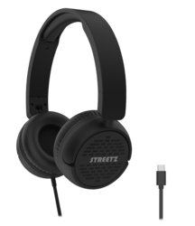 HC110 Headphones, foldable, volume control, USB-C, black
