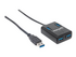Manhattan USB-A 4-Port Hub, 4x USB-A Ports, 5 Gbps (USB 3.2 Gen1 aka USB 3.0), Bus Power, Fast charging x1 Port up to 0.9A or x4 Ports with power jack (not included), SuperSpeed USB, Black, Three Year Warranty, Blister