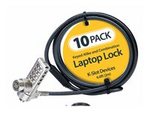 10-Pack Dual-Access Laptop Lock, 6.5ft (2m) Keyed Alike and Combination Security Cable Lock for K-Slot Devices, Computer Anti-Theft Steel Cable