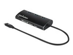 Manhattan USB-C Dock/Hub with Card Reader, Ports (x6): Ethernet, HDMI, USB-A (x3) and USB-C, With Power Delivery (100W) to USB-C Port (Note additional USB-C wall charger and USB-C cable needed), Aluminium, Black, 3 Year Warranty
