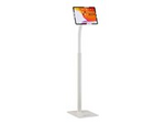 Manhattan Floor Stand (Anti theft) for Tablet and iPad, Universal, 360° Rotation, Tilt +20° to -110°, White, Lockable, Tablets 7.9" to 11", Height adjustable 790 to 1190mm,Extendable clamps: height 200 to 246mm/width 129 to 181mm,Can be bolted to floor (parts incl)