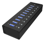 10-port USB 3.0 hub with USB Charge Port, 5V 2.1A, black