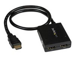 4K HDMI video-splitter med 2 portar – 1x2 HDMI-splitter – Strömförses via USB eller strömadapter – 4K 30 Hz