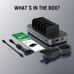 Charging station Team 100W, 1x USB-A,5x USB-C incl. 6 cables