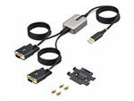 13ft (4m) 2-Port USB to Serial Adapter Cable, Interchangeable DB9 Screws/Nuts, COM Retention, USB-A to DB9 RS232, FTDI, Level-4 ESD Protection, Windows/macOS/ChromeOS/Linux