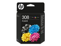 HP 308 - 2-pack - svart, cyan, magenta, gul