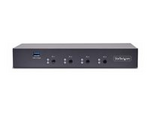 4-Port KM Switch with Mouse Roaming, USB Switch for Keyboard/Mouse, 3.5mm and USB Audio, Peripheral Sharing for 4 Computers, USB 3.0 Switcher, TAA Compliant