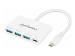 Manhattan - Hubb - 3 USB-A och 1 USB-C-portar, strömleverans